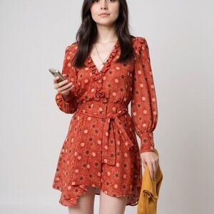 Misa Los Angeles Veruka Red Floral Mini Dress Size S